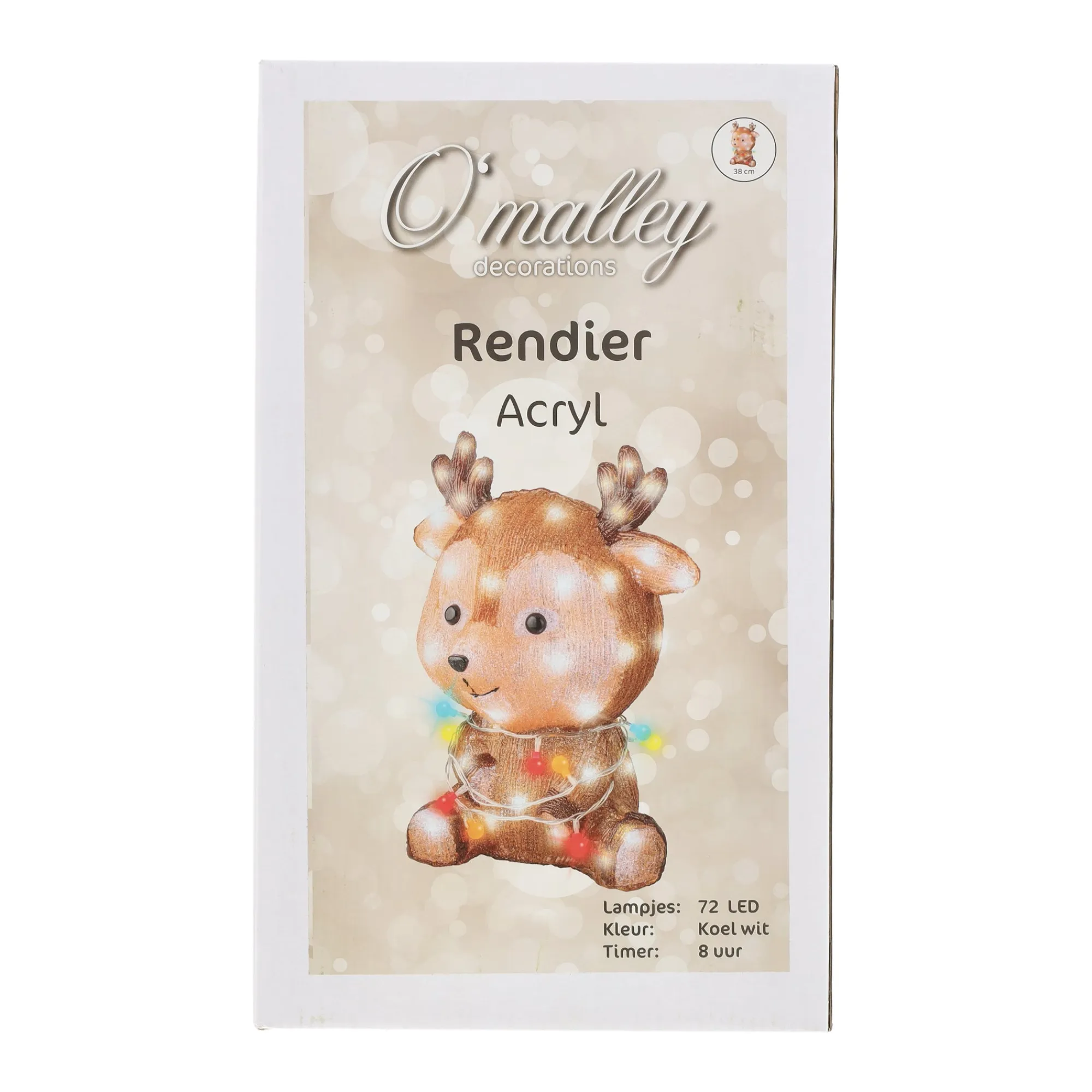 O'malley Kerstdecoratie>Rendier zittend met kerstverlichting 38 cm 72LED