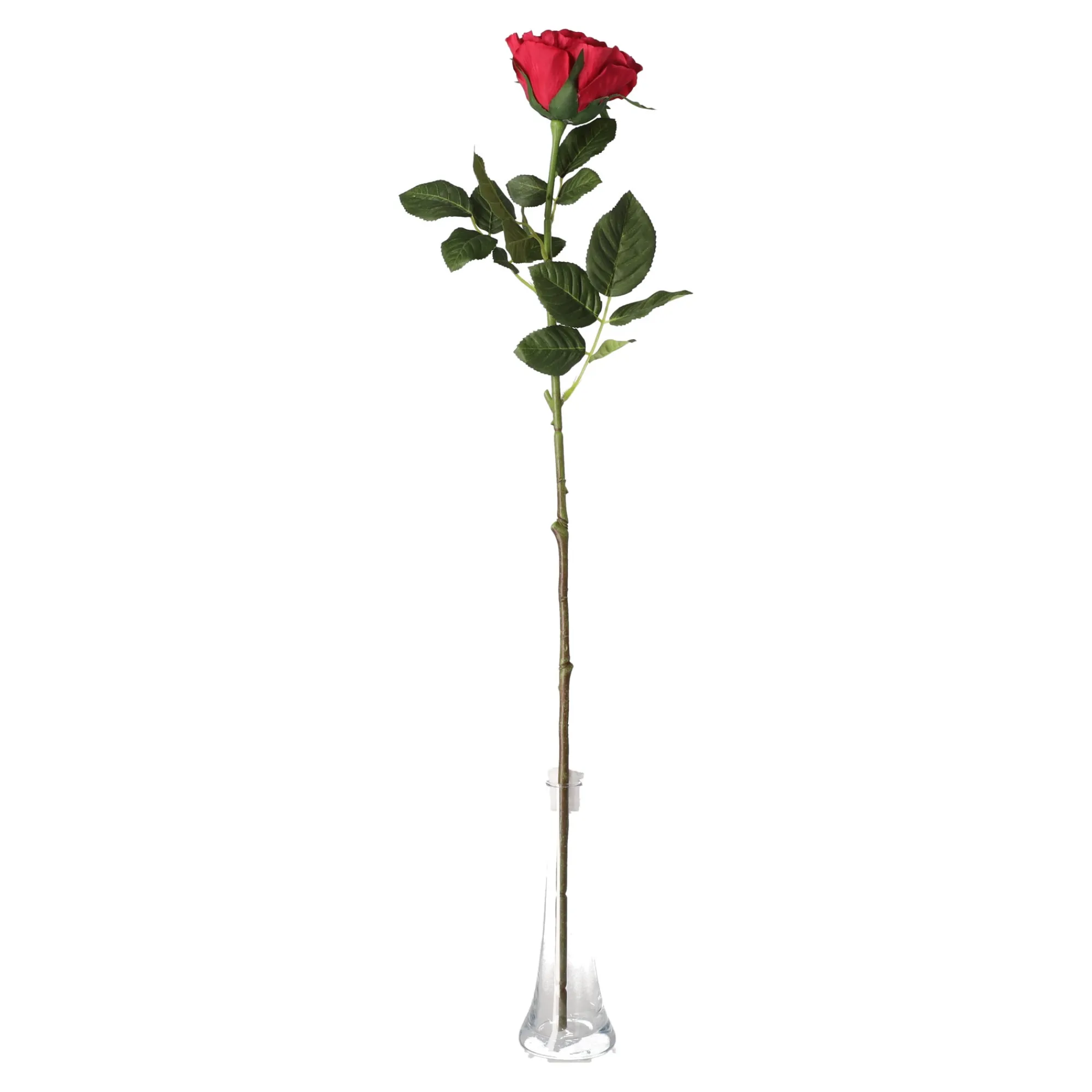 Kunstplanten En Kunstbloemen>Roos op steel rood 71 cm