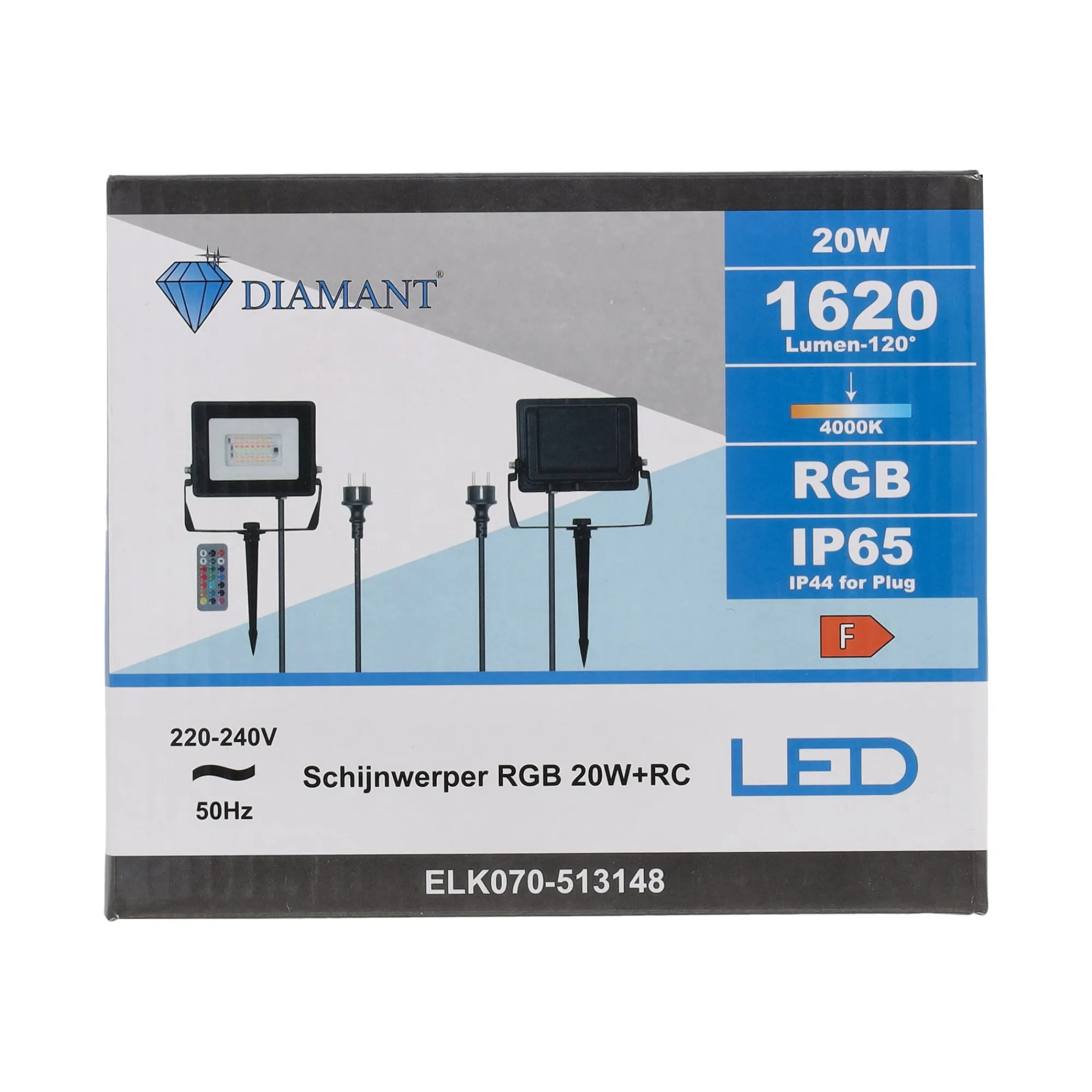 Diamant Bouwlampen>Schijnwerper RGB 20W