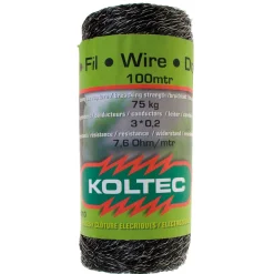 Koltec Afrastering>Schrikdraad 3x12 RVS 100M zwart