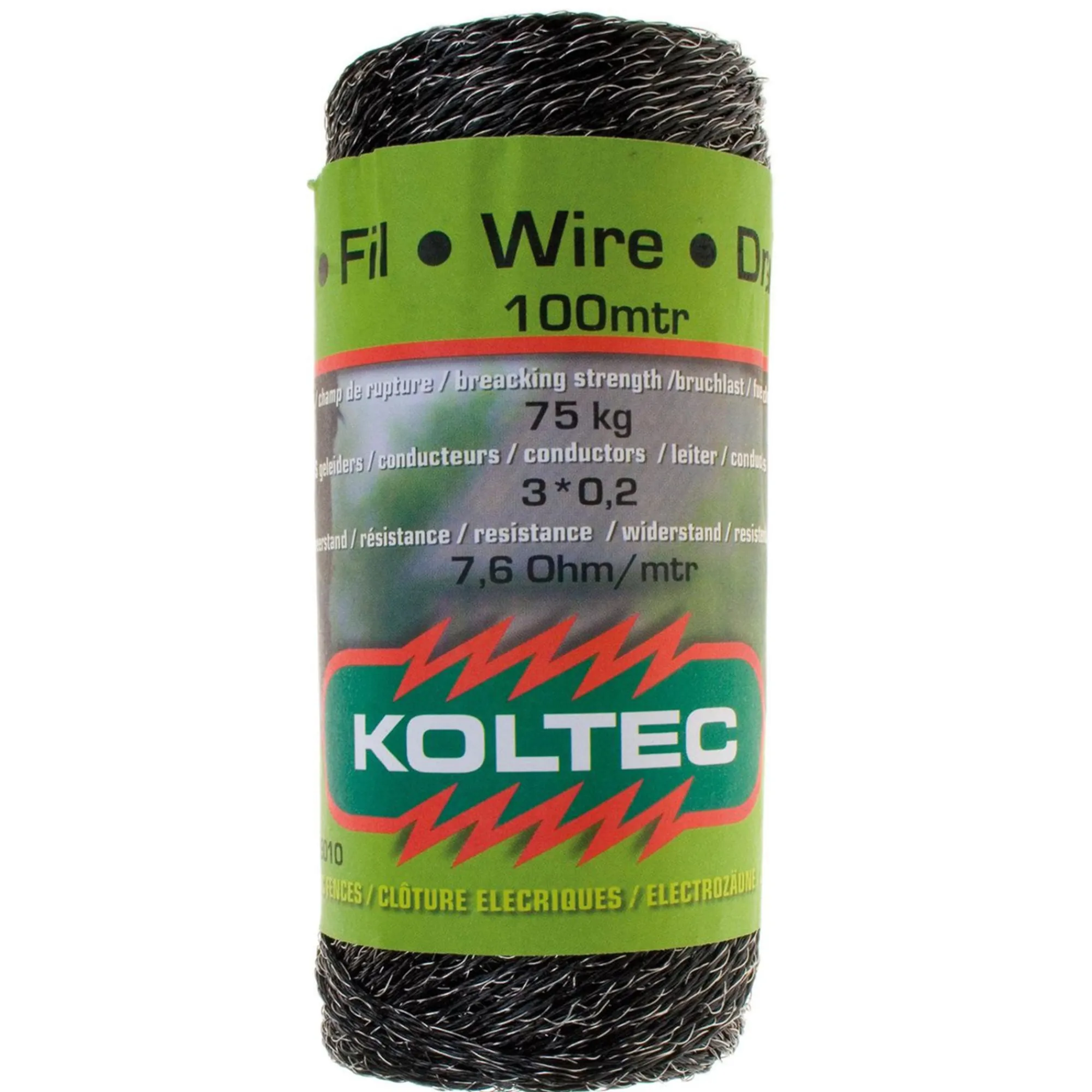 Koltec Afrastering>Schrikdraad 3x12 RVS 100M zwart