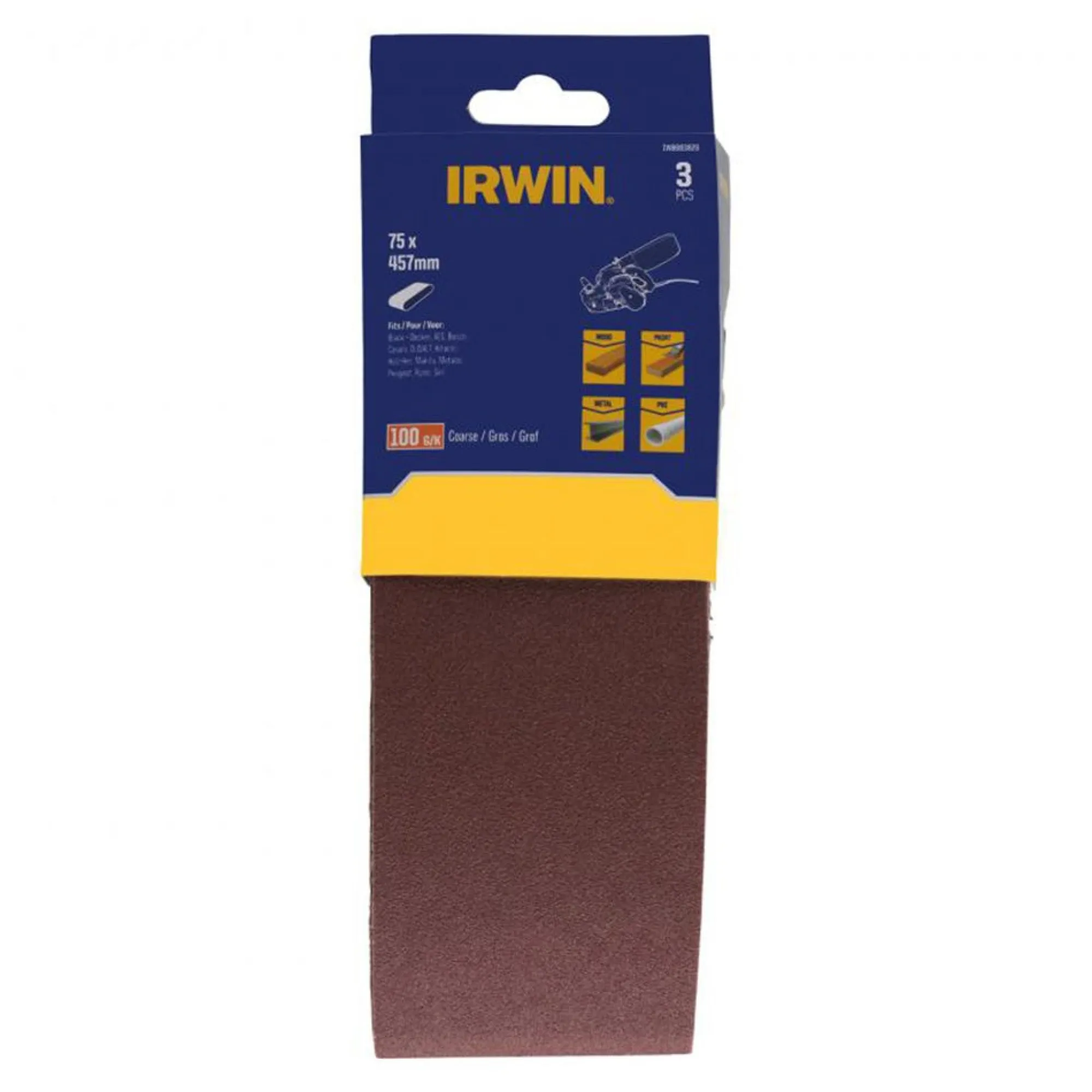 Irwin Toebehoren Elektrisch Gereedschap>Schuurband 75 x 457 mm K100 3st.