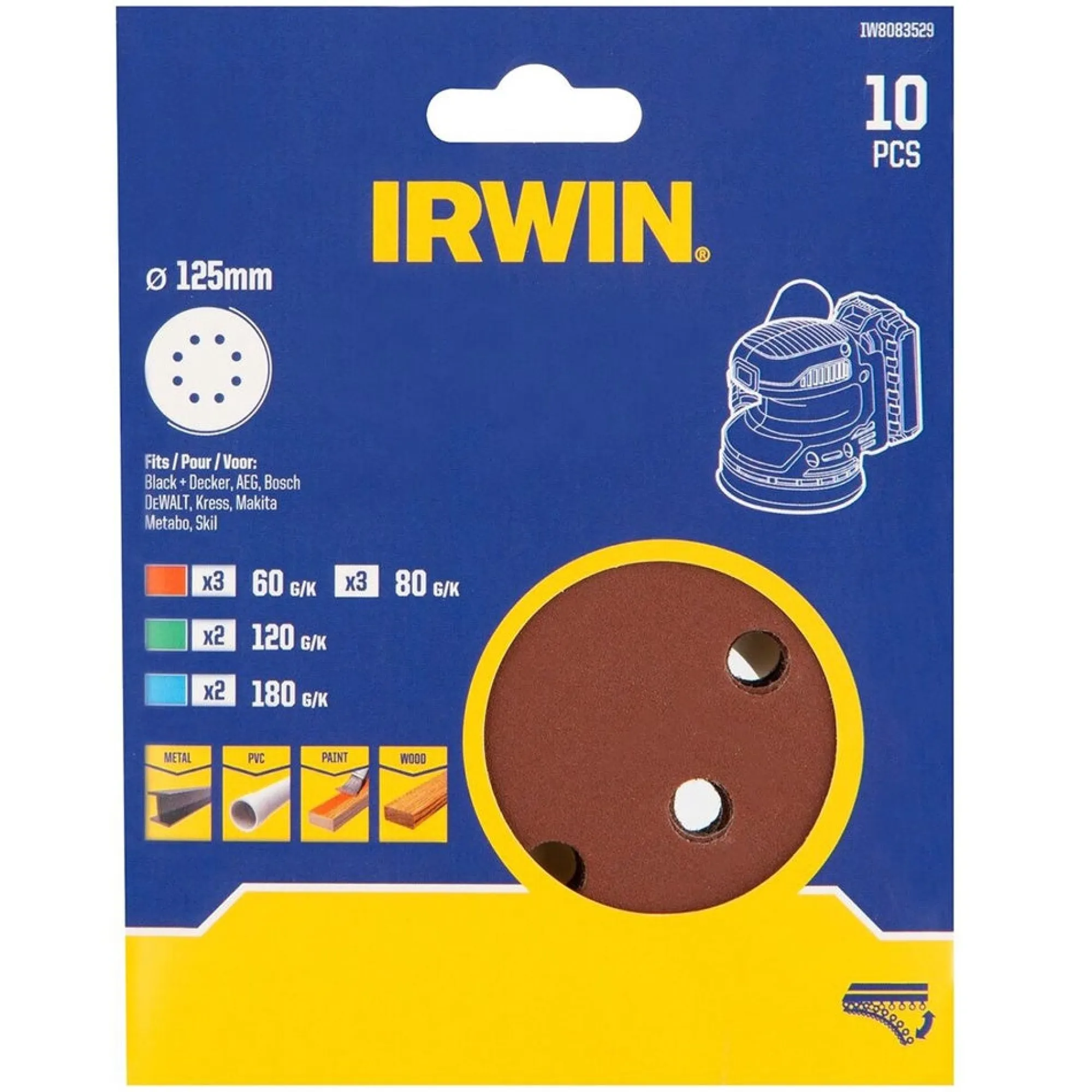 Irwin Toebehoren Elektrisch Gereedschap>Schuurschijf Ø125mm 10st.