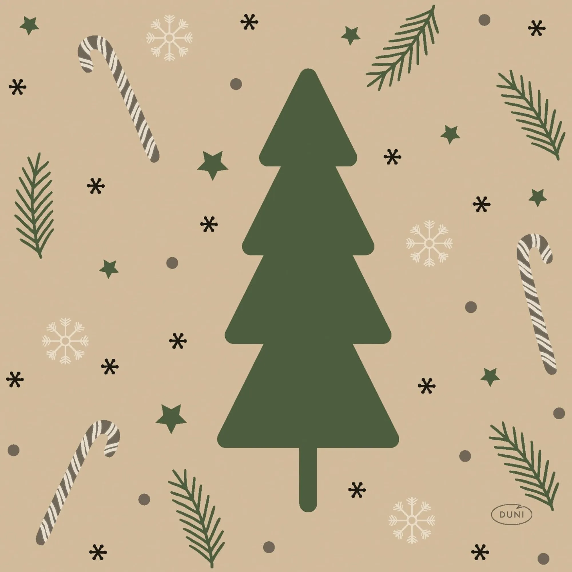 Duni Kerstdecoratie>Servet 33 x 33 cm Natural Yuletid