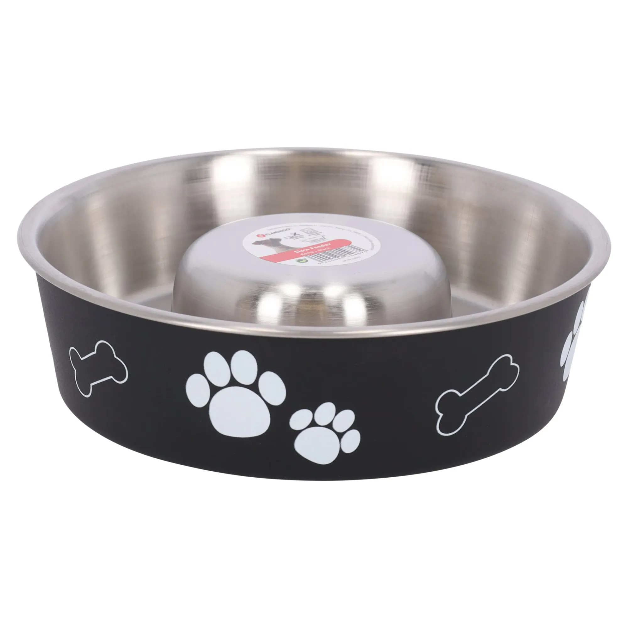 Flamingo Drink- En Voerbak Hond>Slowfeeder Kena zwart 17cm