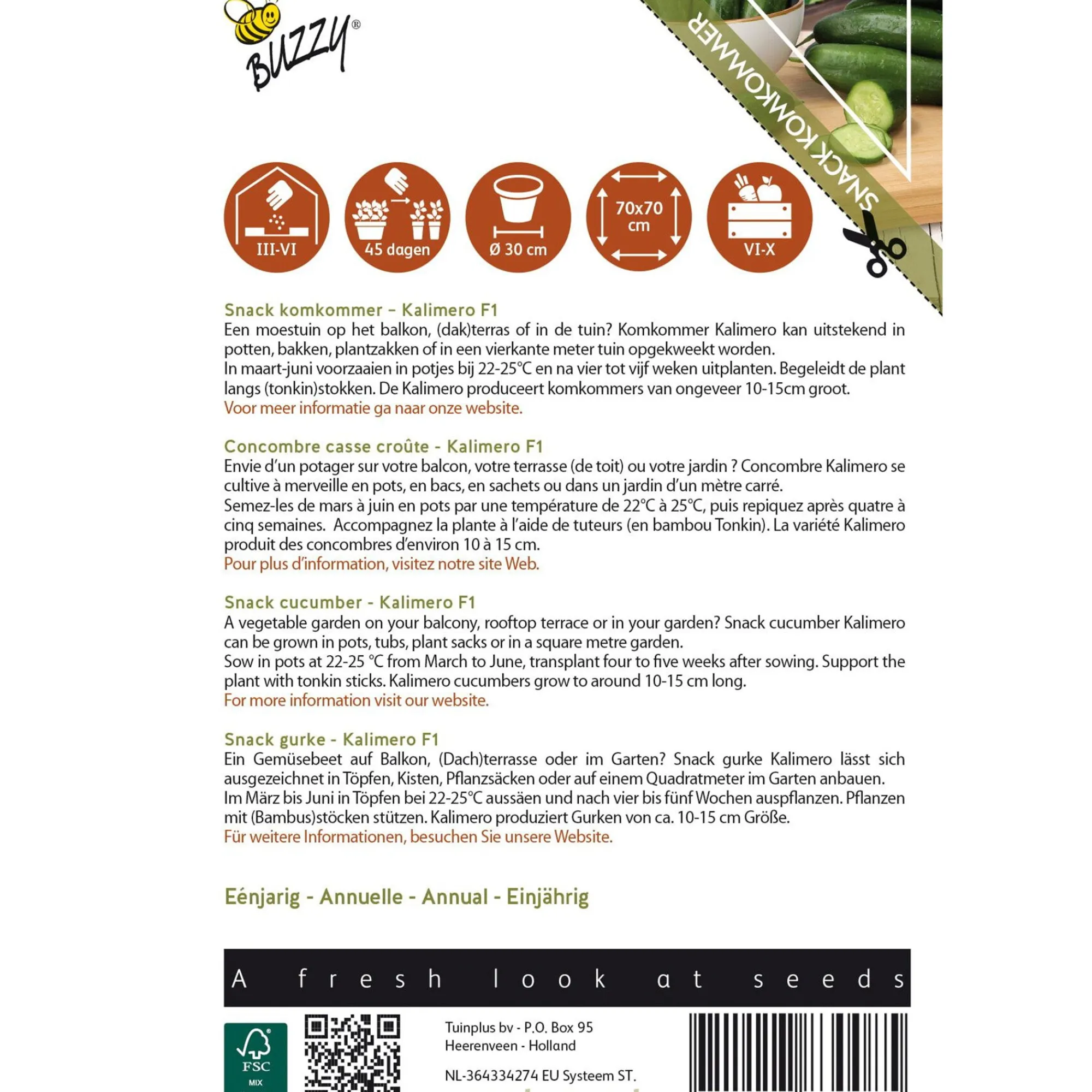 Buzzy Moestuin>Snackkomkommer Kalimero F1