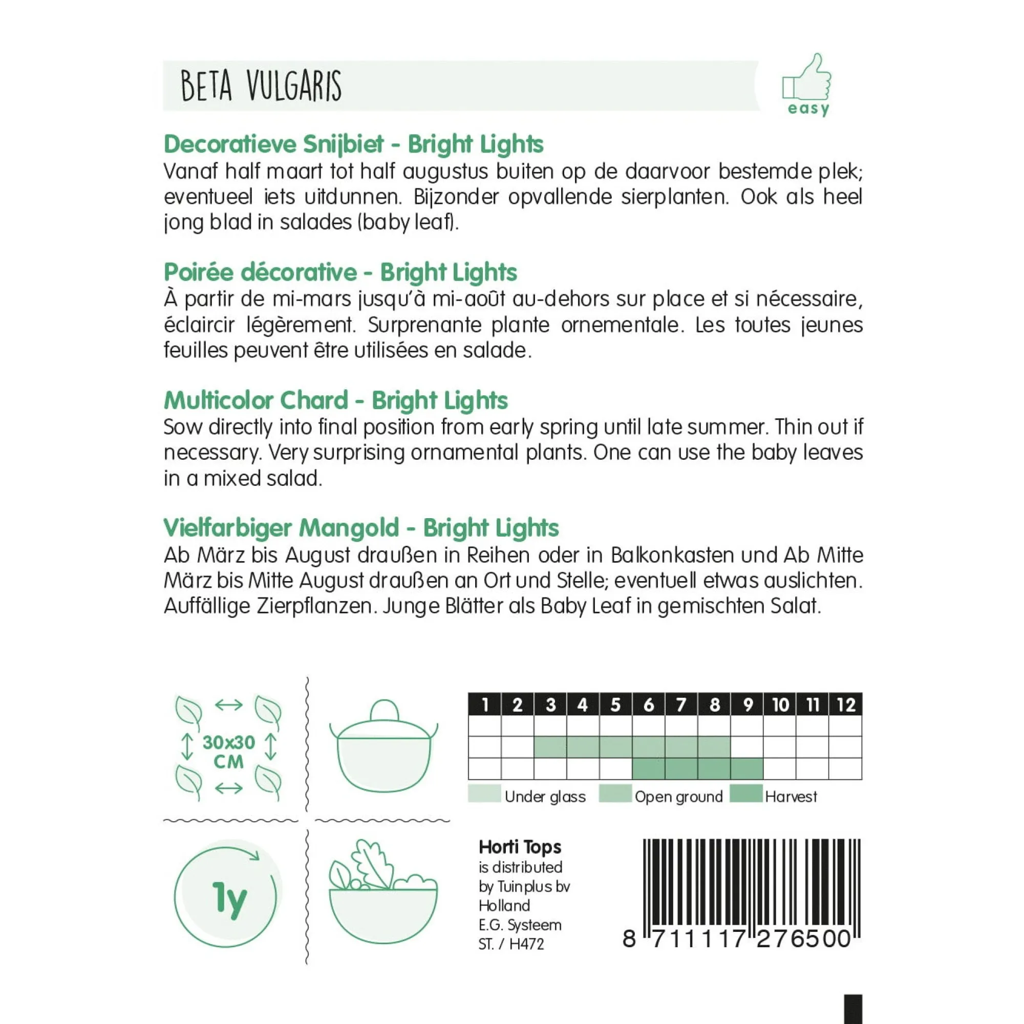 Horti Tops Moestuin>Snijbiet bright lights regenboog