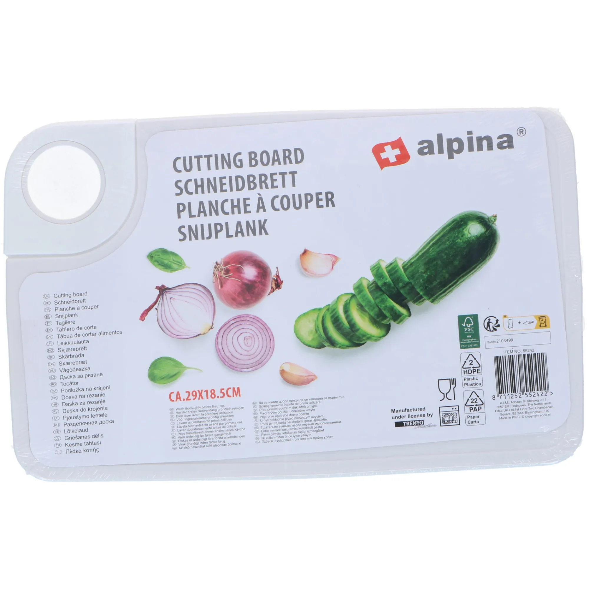 Alpina Koken & Tafelen>Snijplank M 28,8x18,5x0,5cm