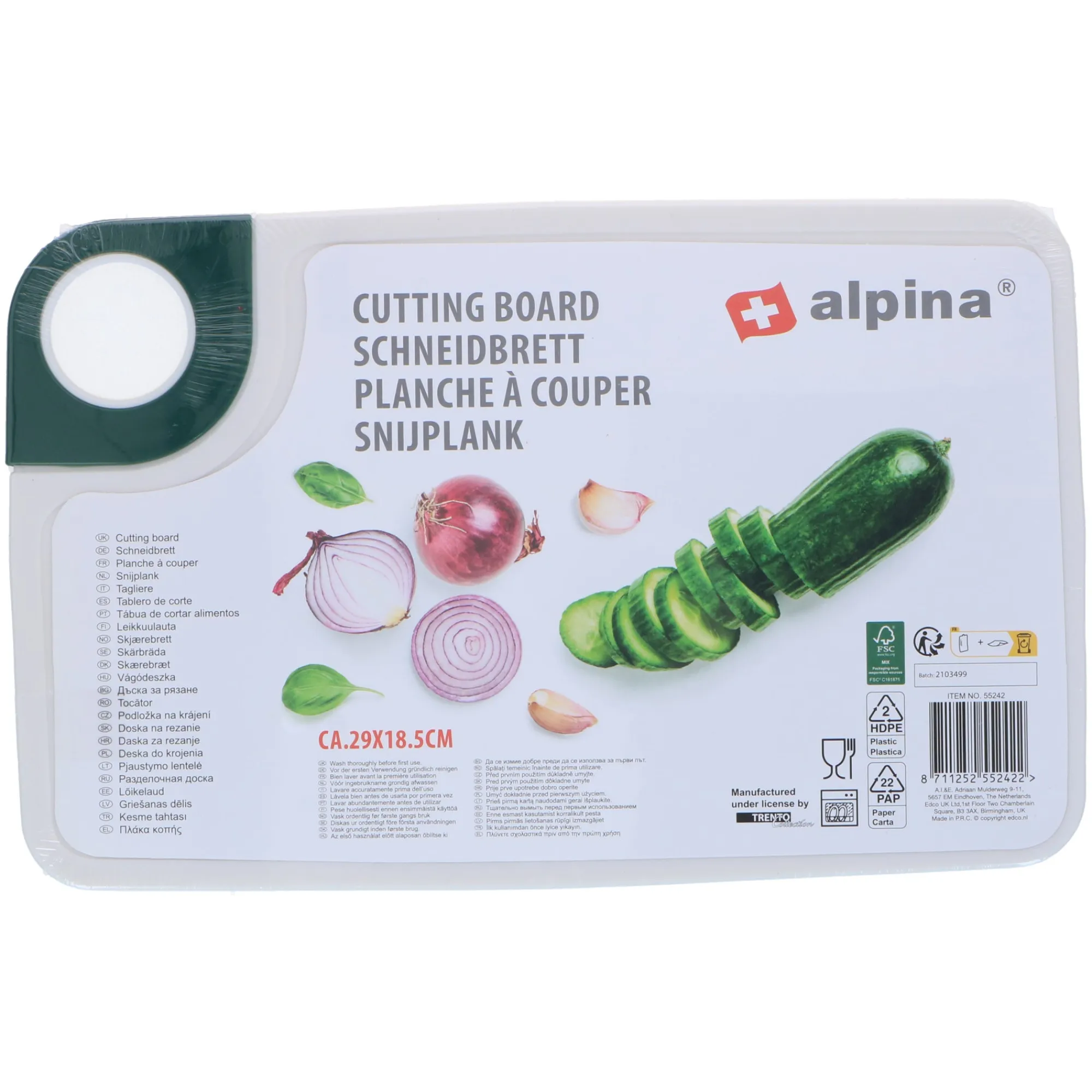 Alpina Koken & Tafelen>Snijplank M 28,8x18,5x0,5cm