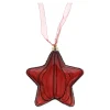 O'malley Kerstdecoratie|Kerstballen>Ster met lint burgundy 20 cm 15 LED-warm wit