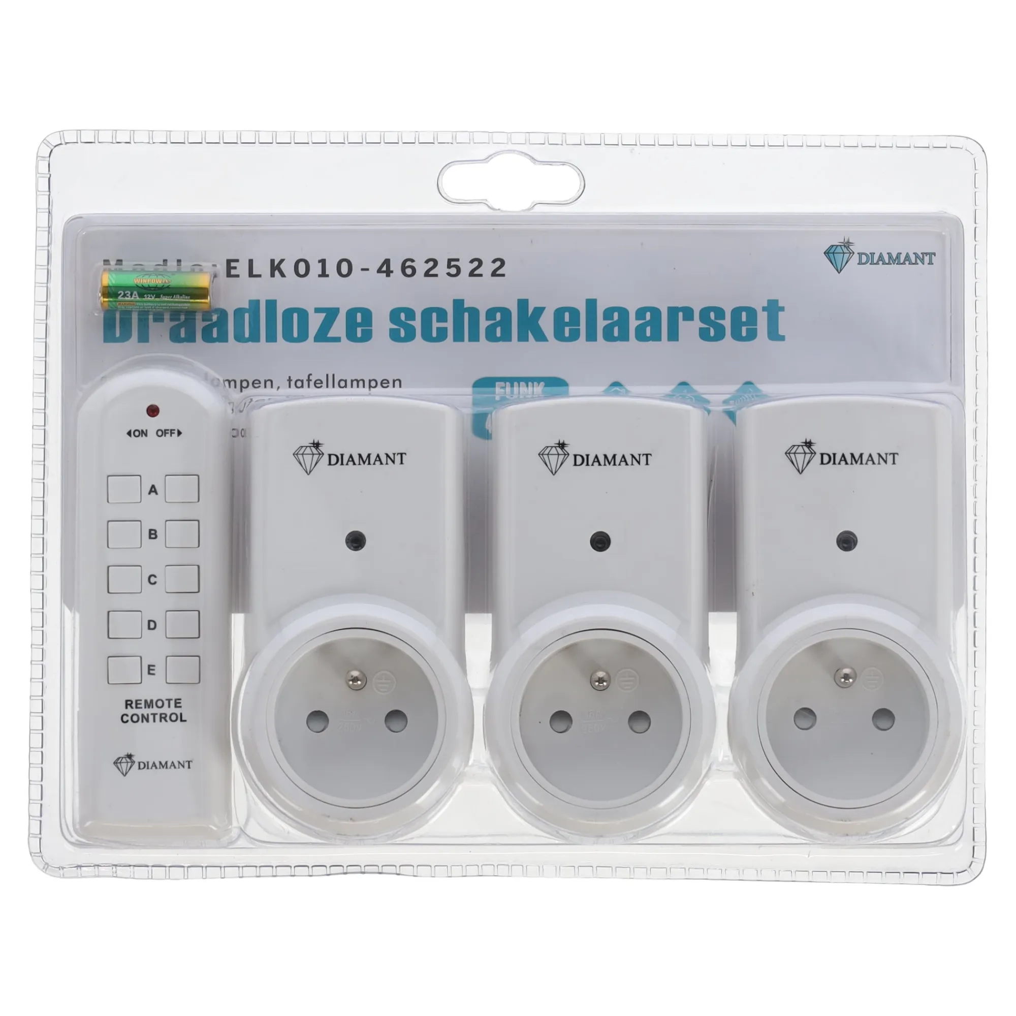 Diamant Schakelmateriaal>Stopcontact met afstandsbediening 4-delig BE