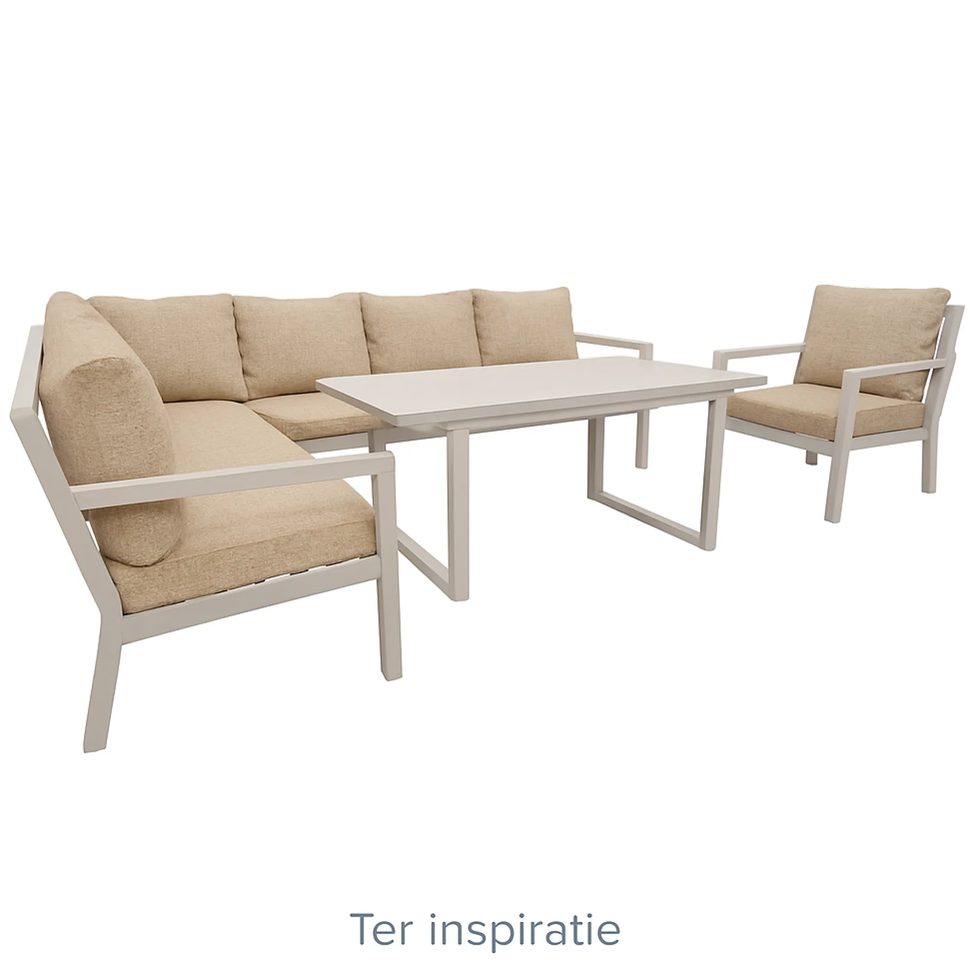 Bois le Duc Tuintafels|Loungesets>Tafel Brozzi hoog 140x75cm milky grey