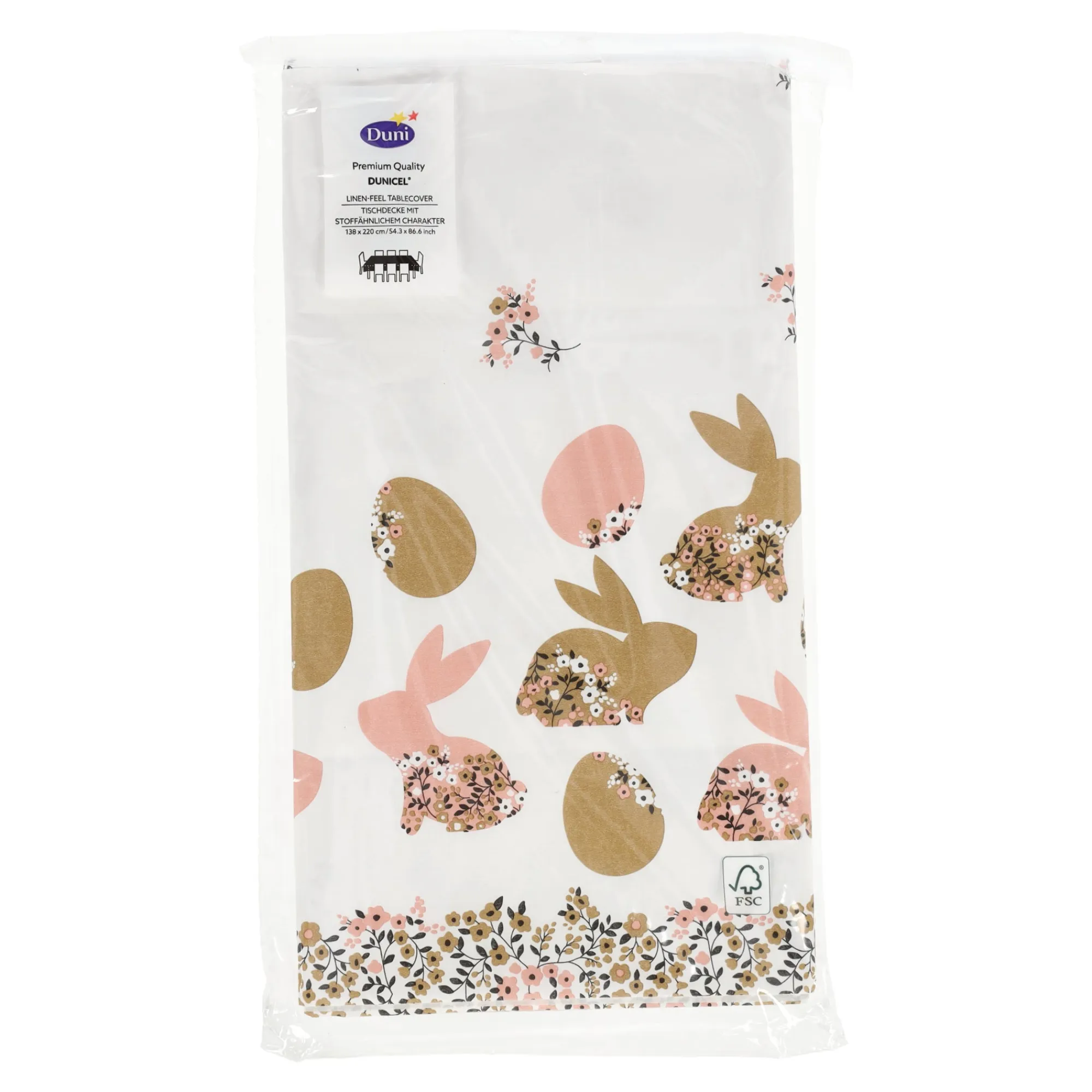 Duni Pasen>Tafelkleed 138x220cm blooming bunnies