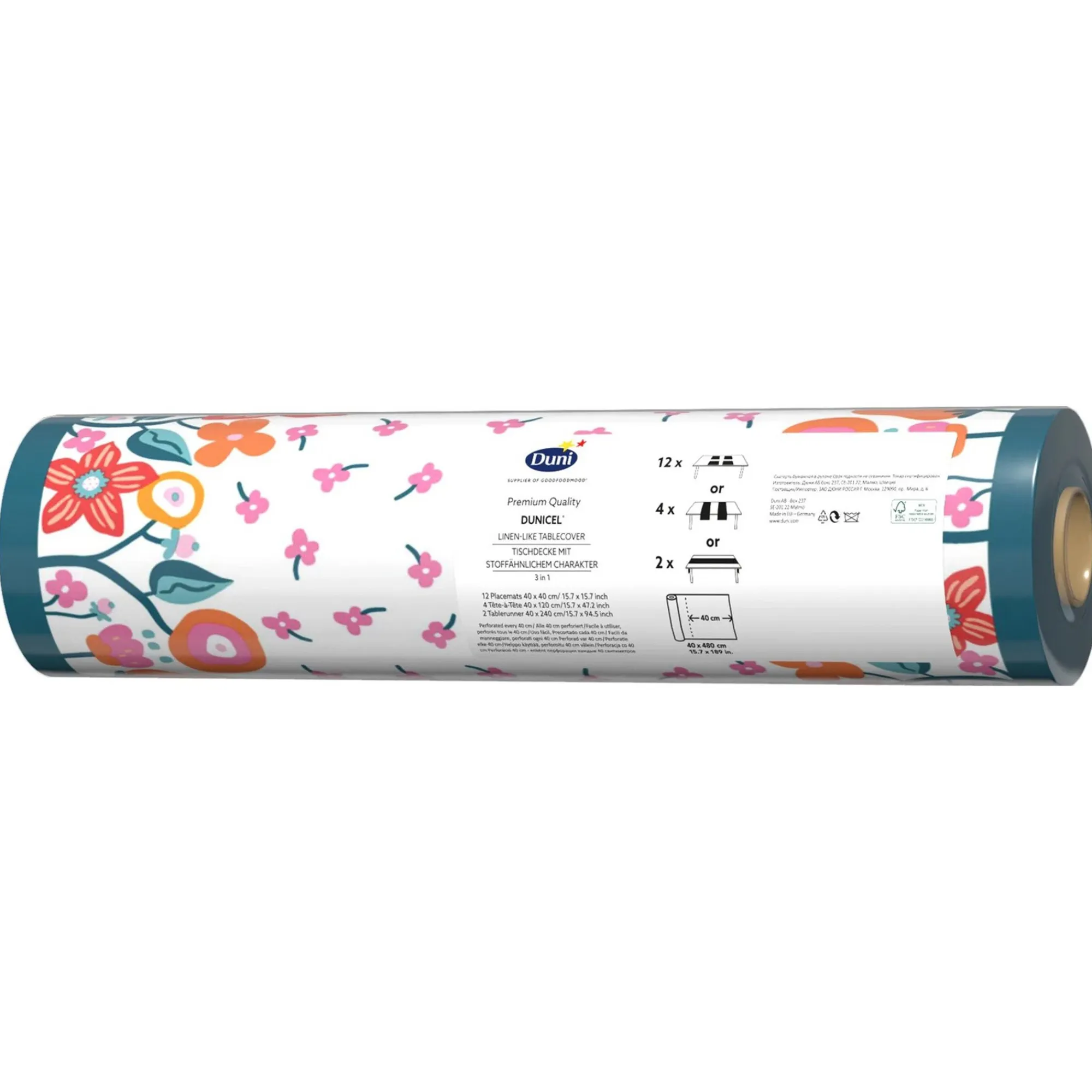 Duni Koken & Tafelen>Tafelloper 40 x 480 cm 3-in-1 Vibrant Bloom