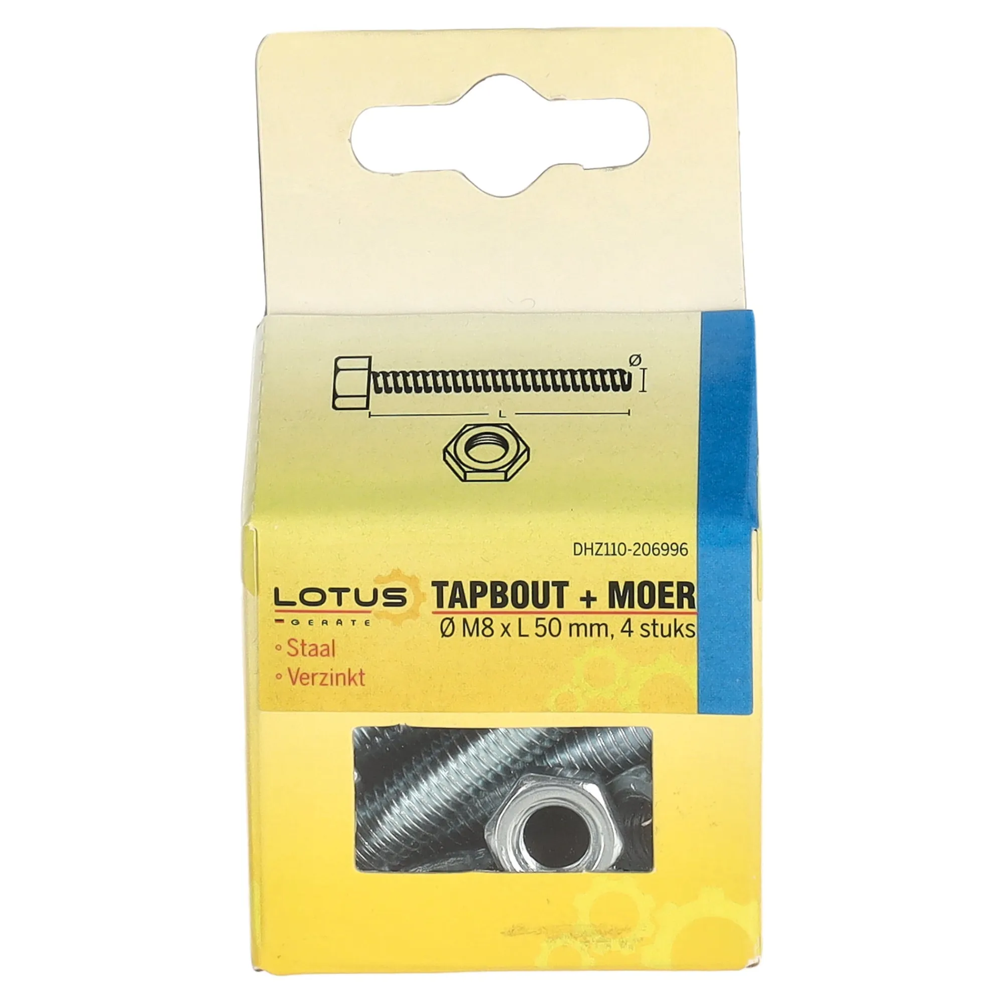Lotus Bouw>Tapbout met moer M8 x 50 mm 4st.