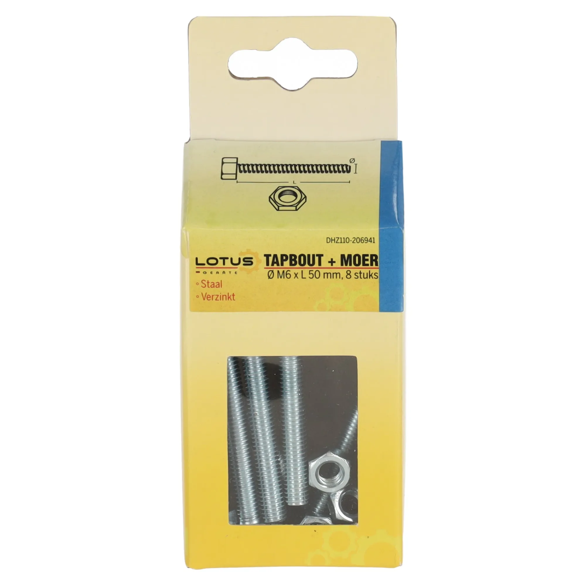 Lotus Bouw>Tapbout met moer M6 x 50 mm 8st.