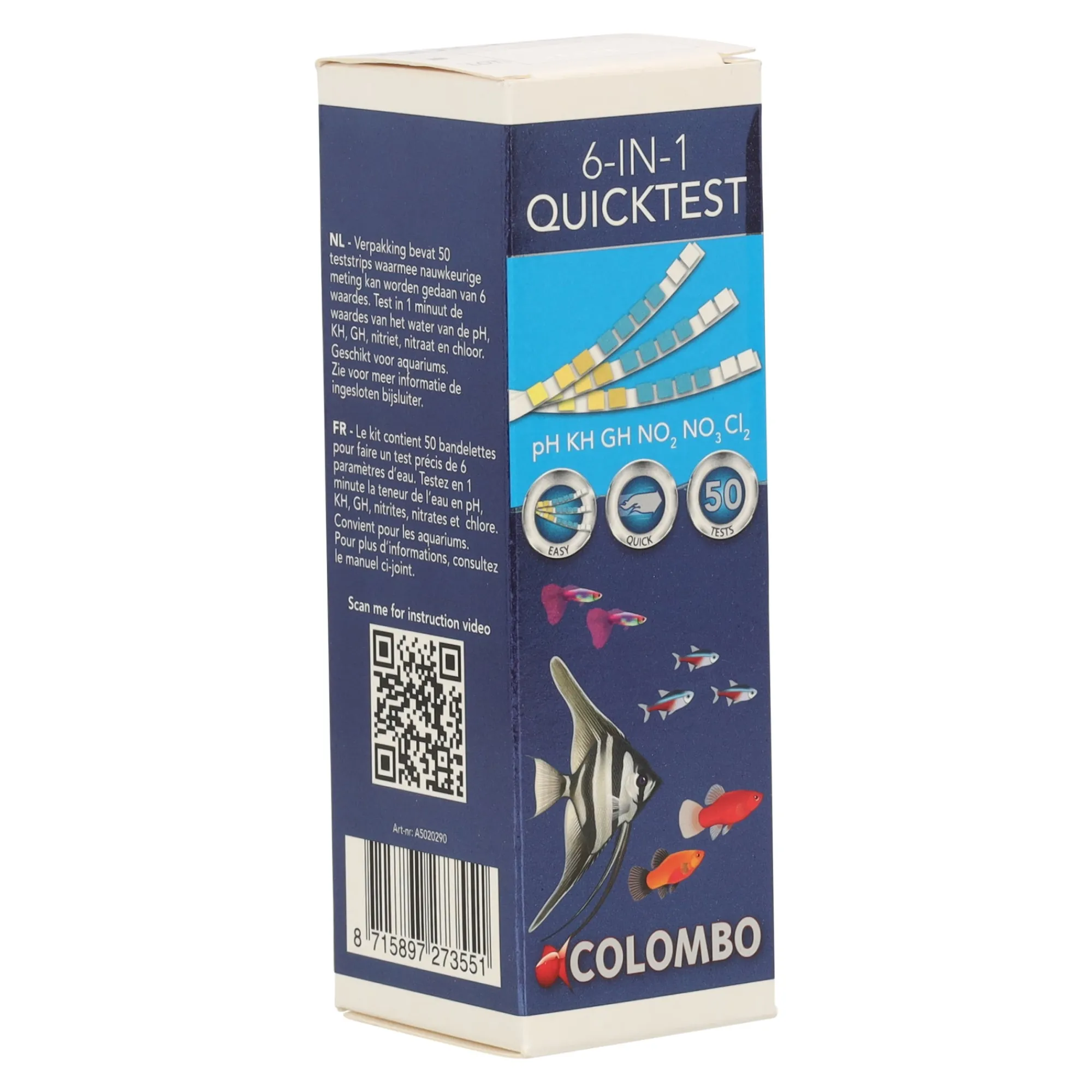 Colombo Vijver>Teststrips Quicktest 6-in-1 50stuks