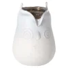 Kaarsen>Theelichth glas uil 13 cm wit