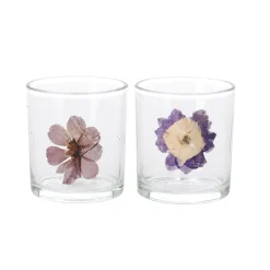 O'malley Kaarsen>Theelichthouder glas bloem 8 cm
