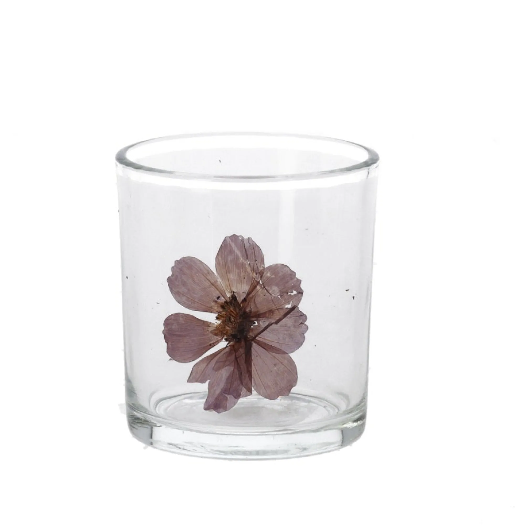 O'malley Kaarsen>Theelichthouder glas bloem 8 cm