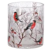 Natural Collections Kaarsen>Theelichthouder glas vogels 9 x 9 x 10 cm
