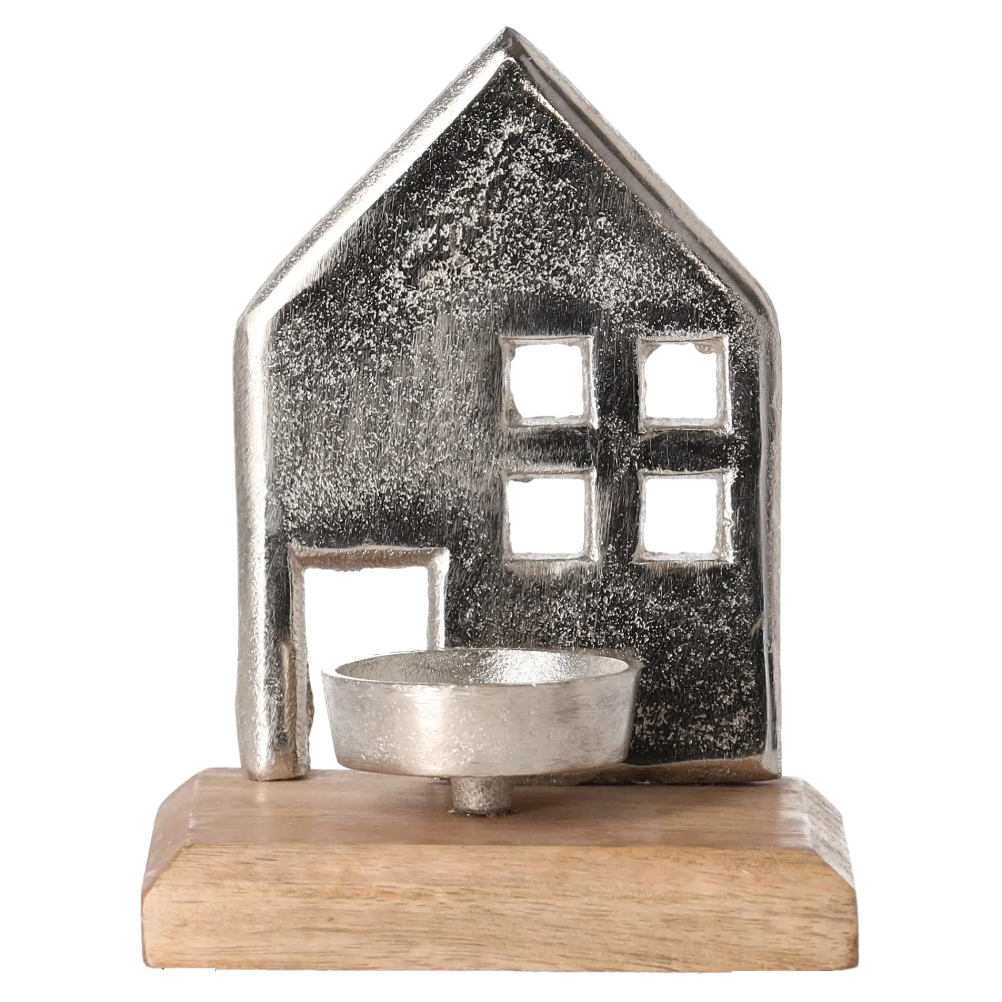 O'malley Kaarsen>Theelichthouder huis metaal 12 x 10 cm