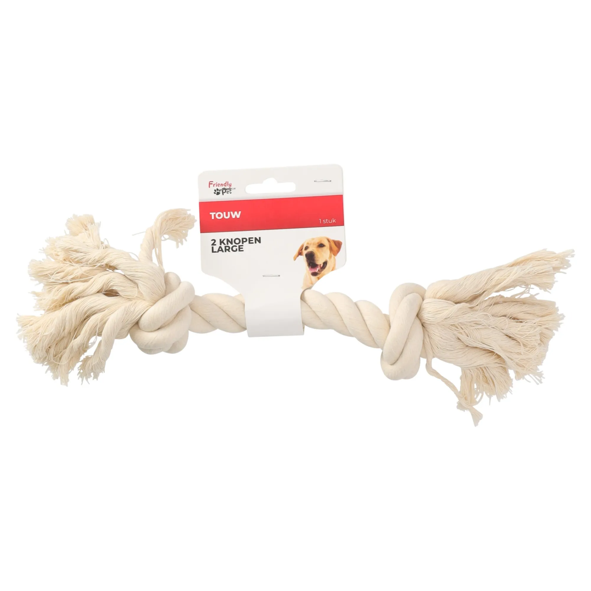 Friendly Pet Hondenspeelgoed>Touw hond wit 2 knopen large