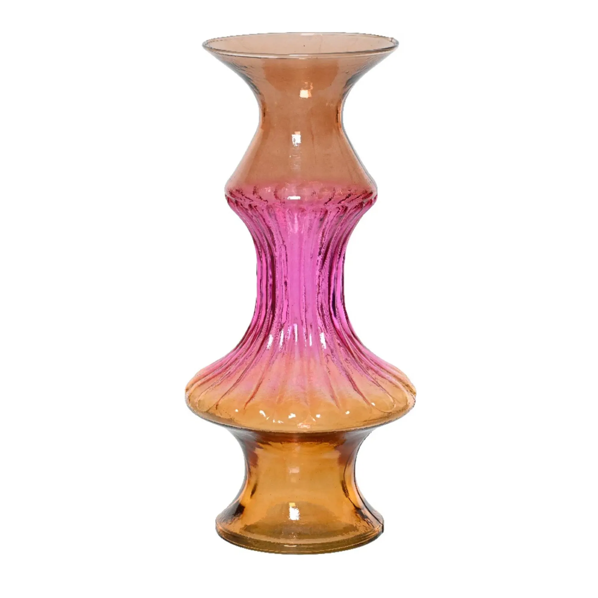Decoris Vazen En Potten>Vaas glas recycle roze 29 cm