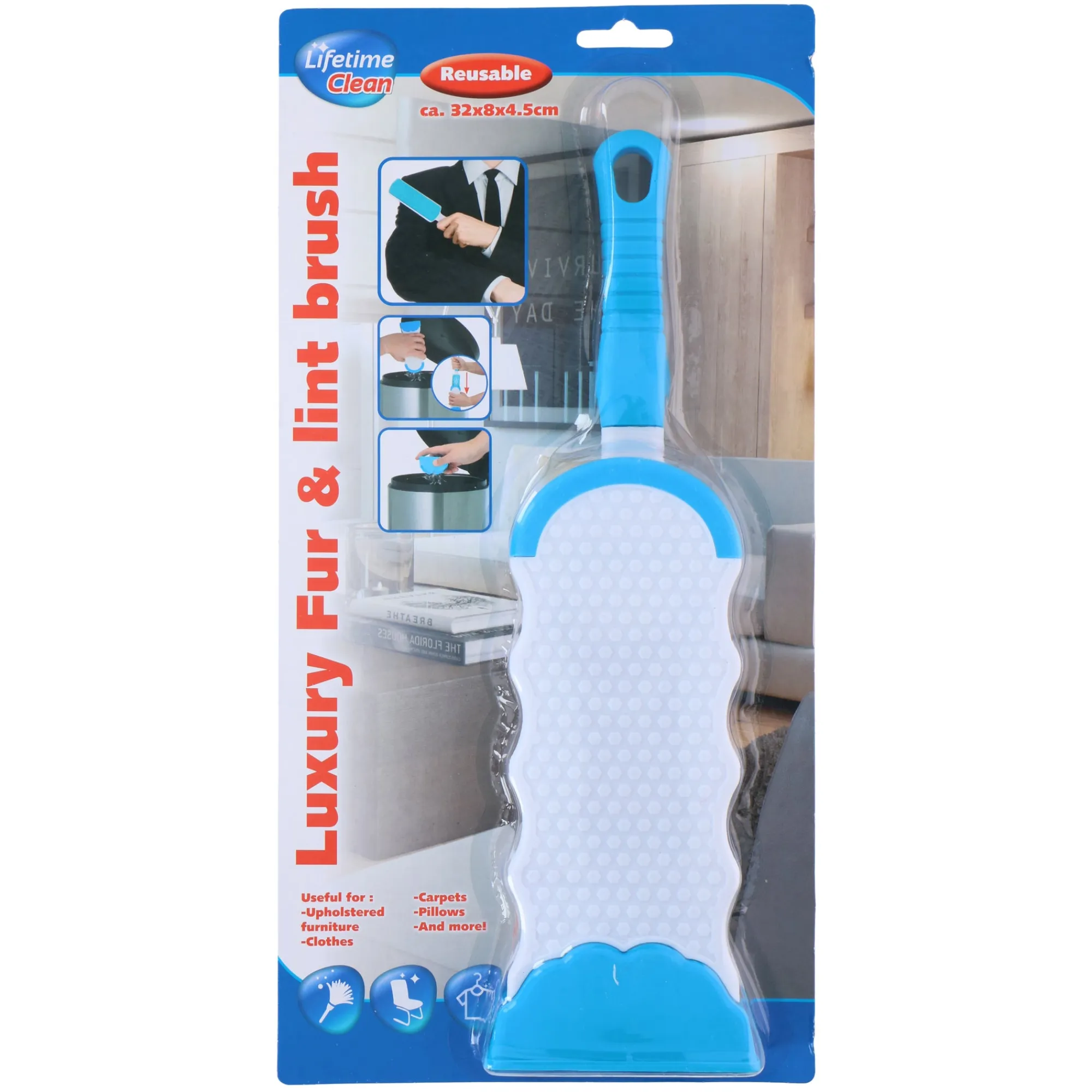 Lifetime Badkameraccessoires|Wassen En Drogen>Vacht-pluis borstel 32x9x4.5cm