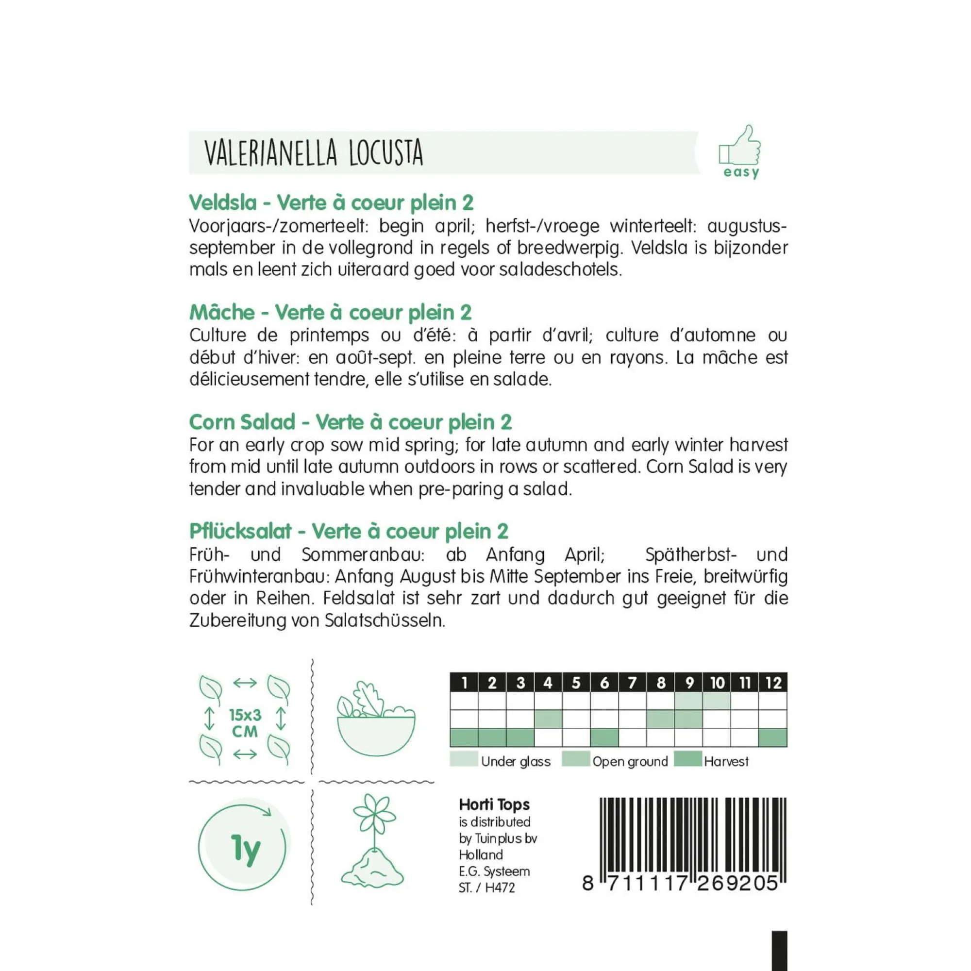 Horti Tops Moestuin>Veldsla Verte á coeur plein 2