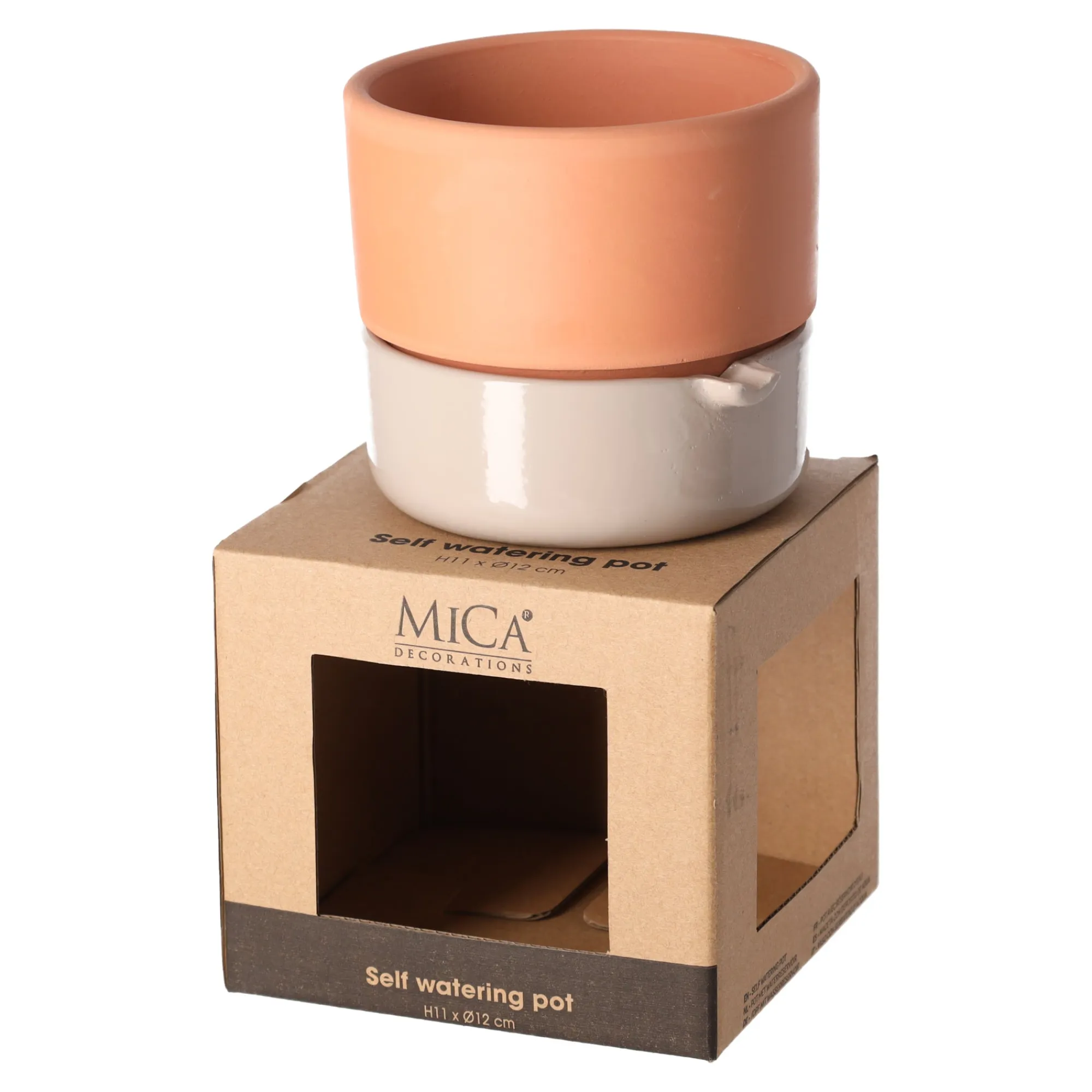 Mica Decorations Woondecoratie>Venna selfwatering planter beige 11 x 12 cm