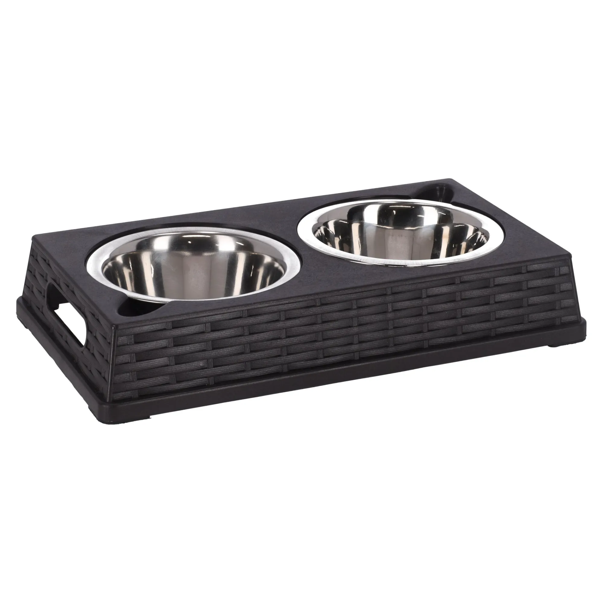 Friendly Pet Voerbak Kat>Voederbak duo vlechtwerk bruin 17cm