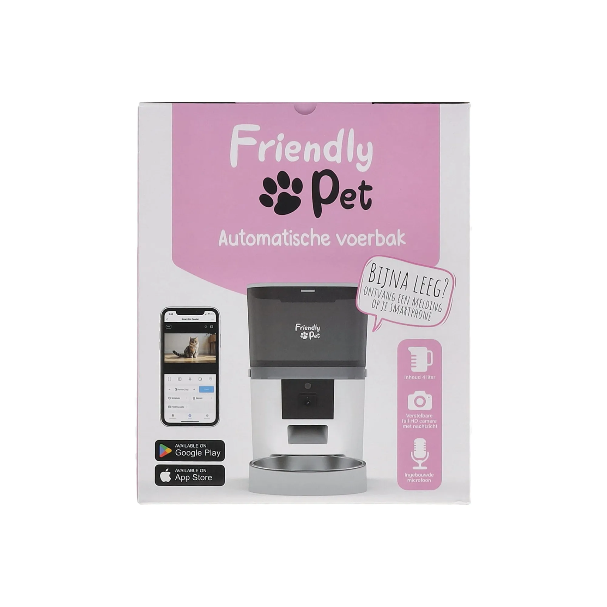 Friendly Pet Voerbak Kat|Drink- En Voerbak Hond>Voerbak automatisch met app 4L pro wit