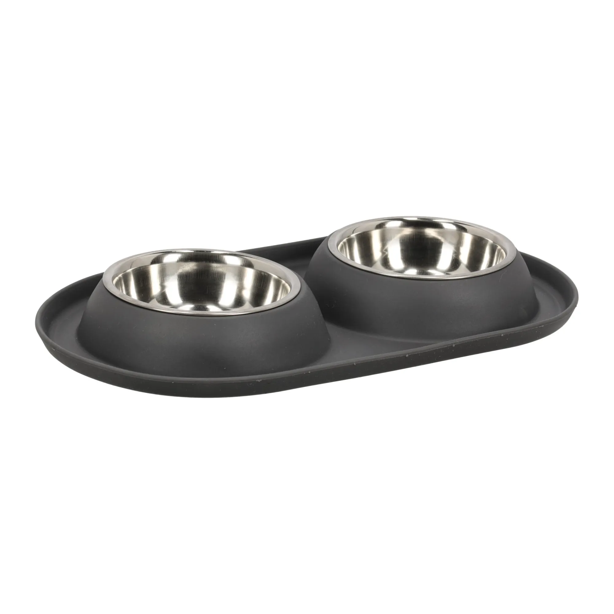 Friendly Pet Drink- En Voerbak Hond>Voerbak duo rond Grafa 2x220ml d.grijs FP