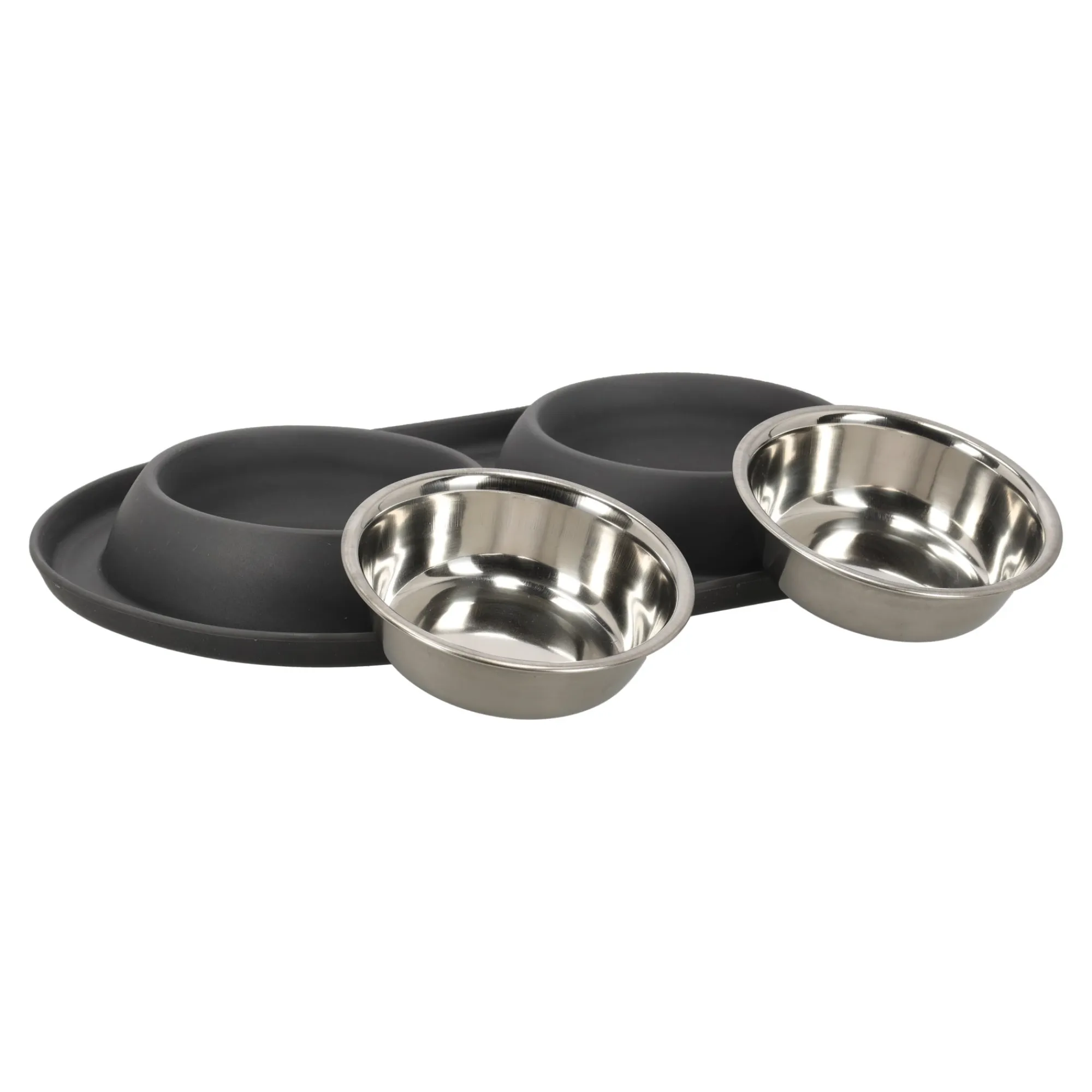 Friendly Pet Drink- En Voerbak Hond>Voerbak duo rond Grafa 2x220ml d.grijs FP