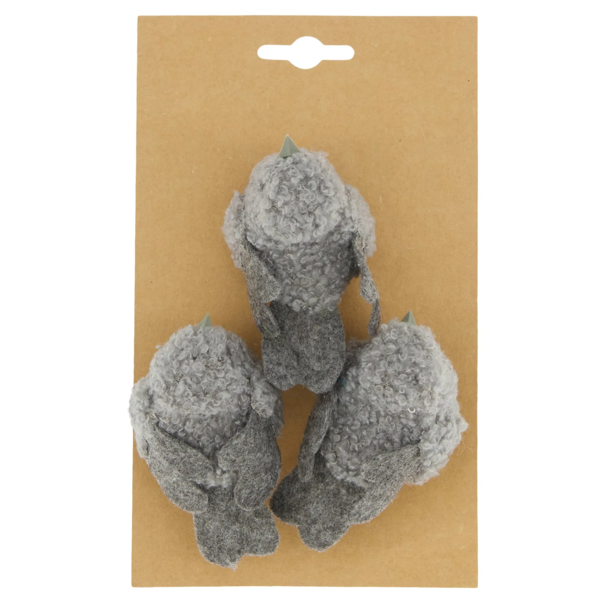 Natural Collections Woondecoratie>Vogel op clip grijs 3st