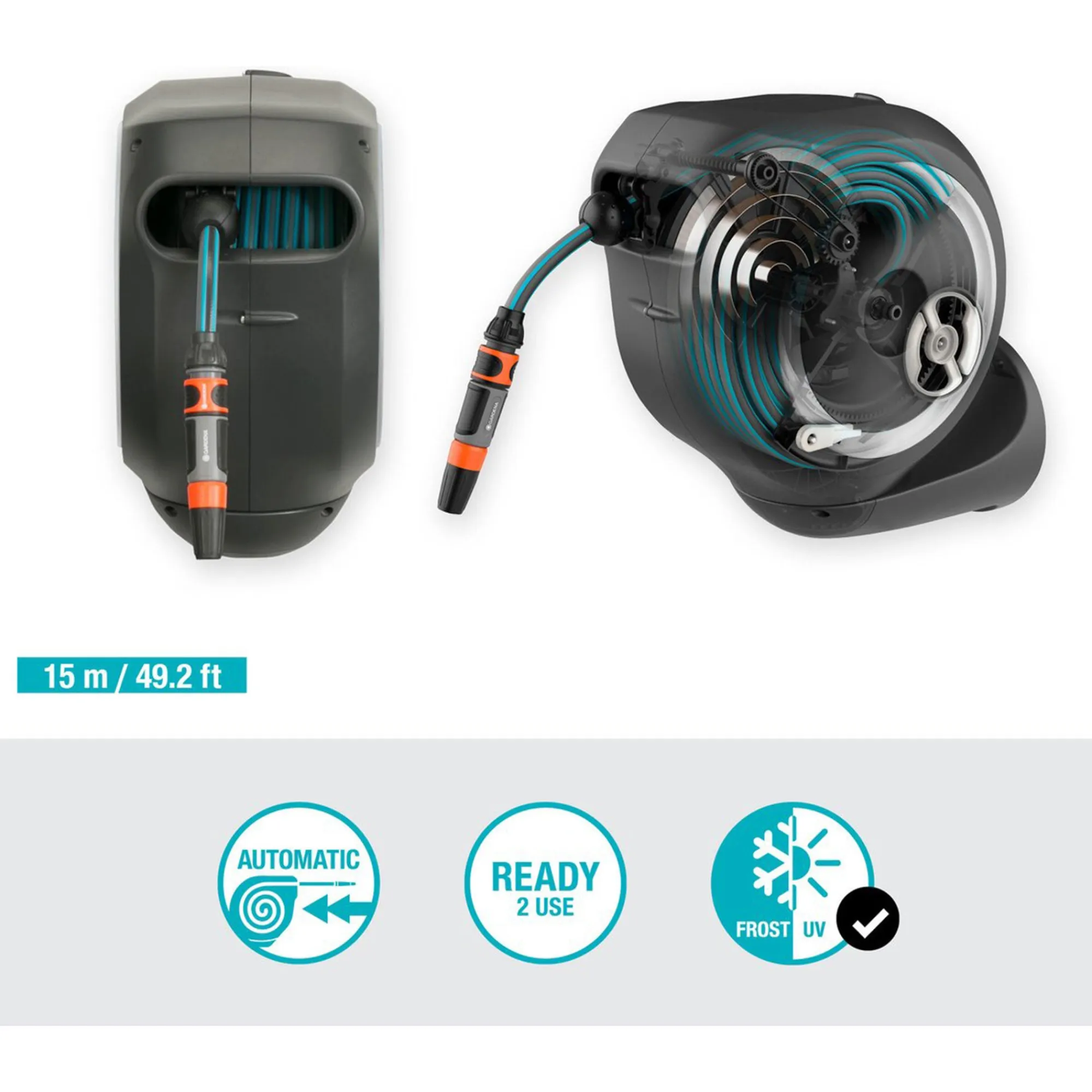 Gardena Pompen En Sproeien>Wand slangenbox 15 RollUp S wit