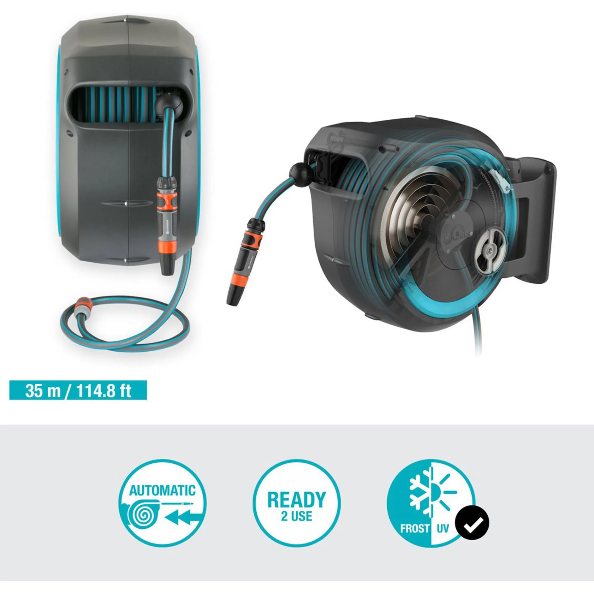 Gardena Pompen En Sproeien>Wand slangenbox 35M rollup XL